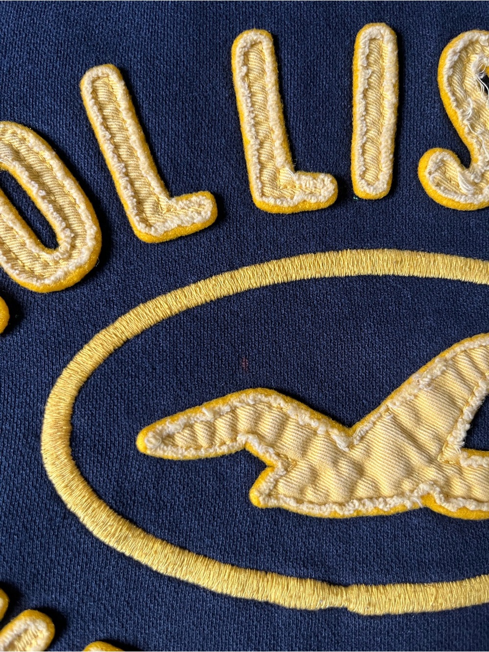 Hollister Navy Blue Hoodie with Yellow Logo - Picture 8 of 10